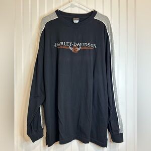 Harley-Davidson Men's Black Long Sleeve Tee with Gray Stripes